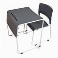 Luxor Furniture Luxor Furniture STUDENT-STK1PK Lightweight Stackable Student Desk & Chair; Slate Gray & White STUDENT-STK1PK